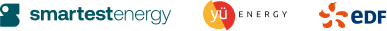 Smartest energy, Yu energy and EDF energy logo.