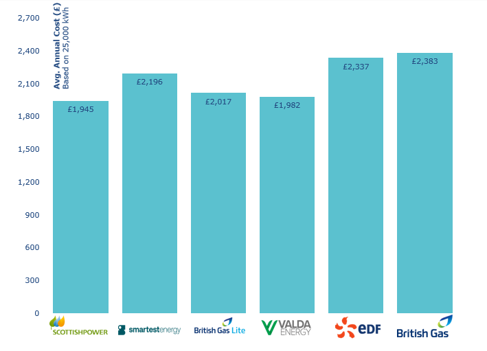 Business Gas Supplier Annual Costs 2024